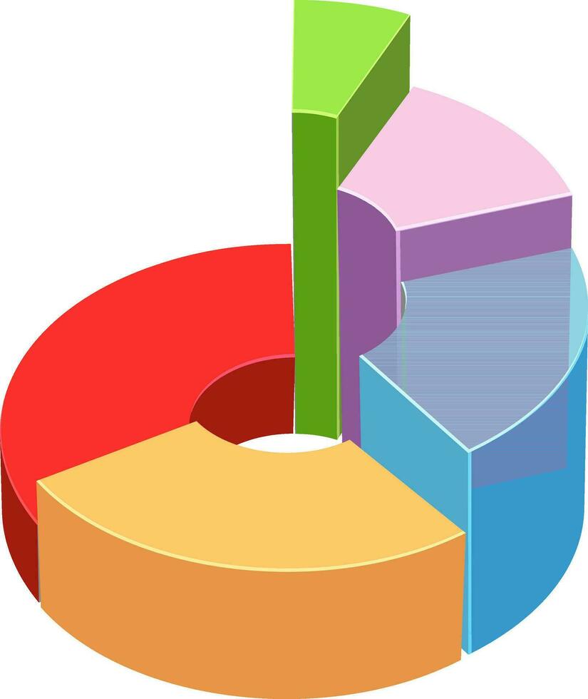 lustroso 3d vistoso tarta gráfico infografía elemento. vector