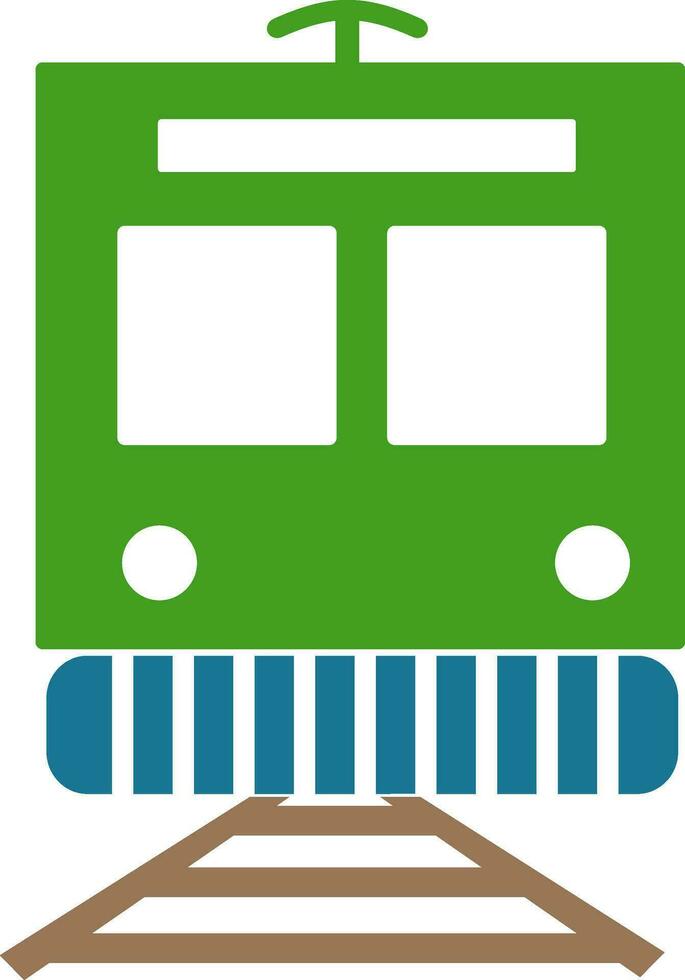 Flat illustration of green train. vector