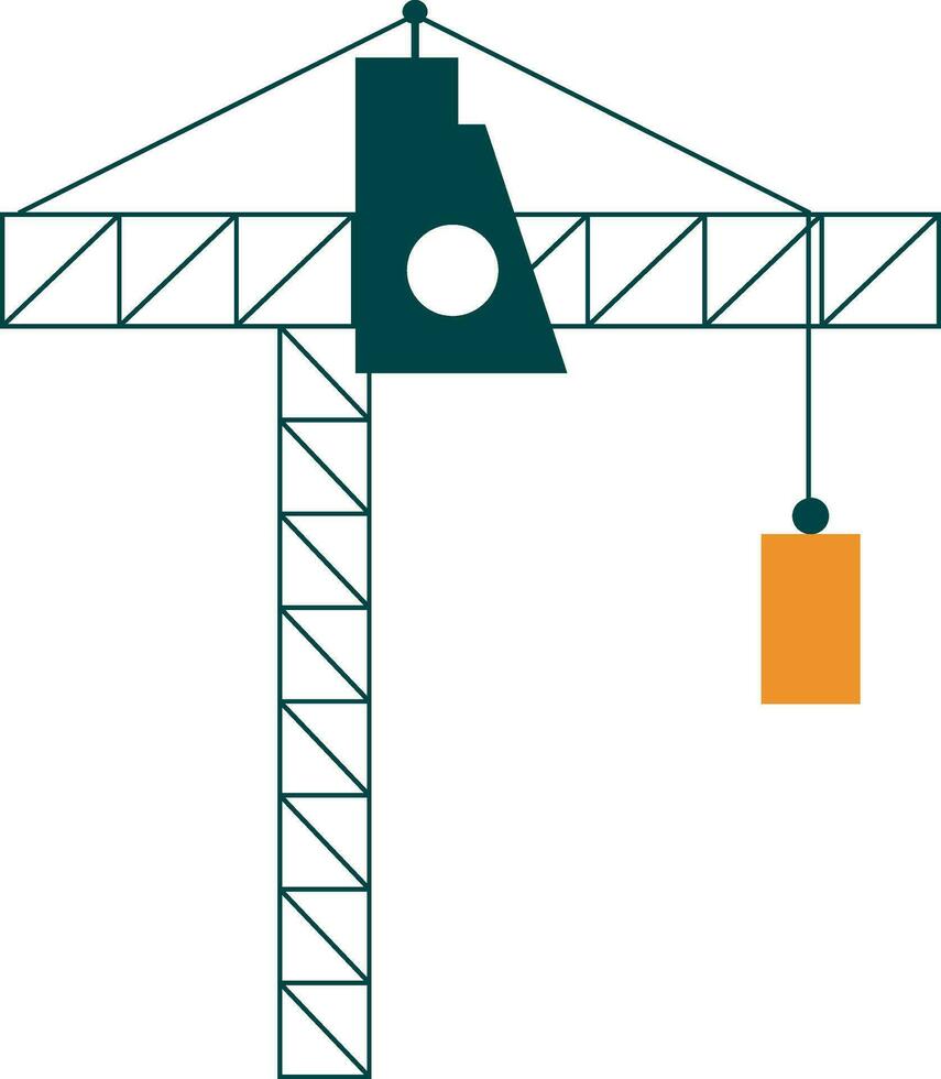 Flat illustration of construction tower crane. vector