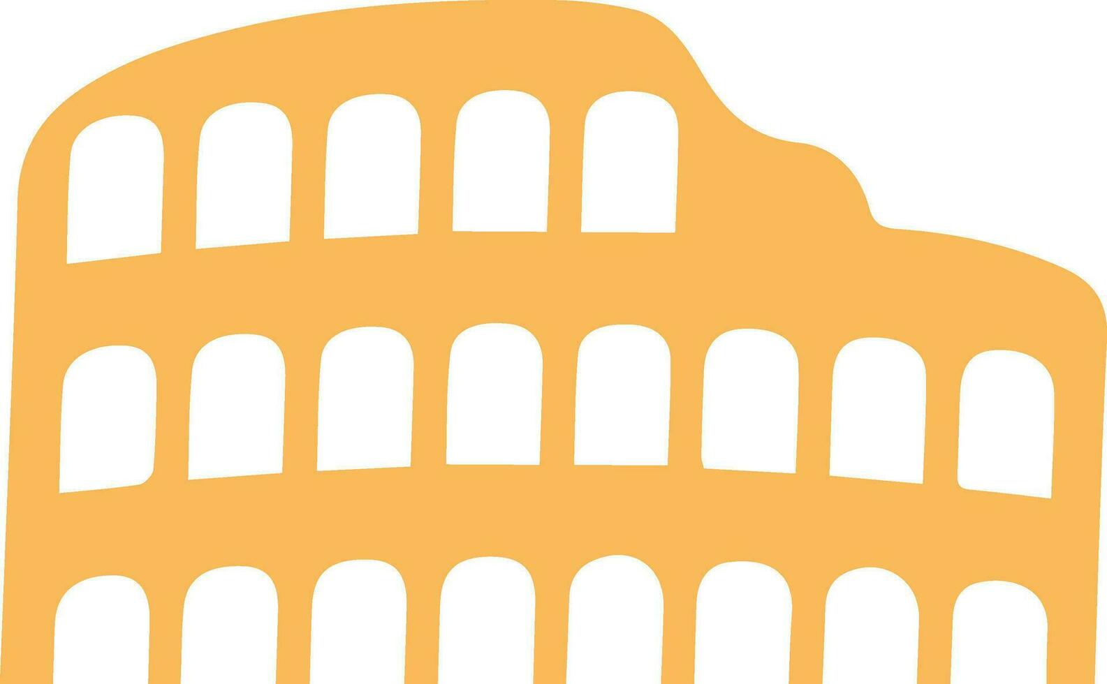 Yellow illustration of Colosseum in flat style. vector