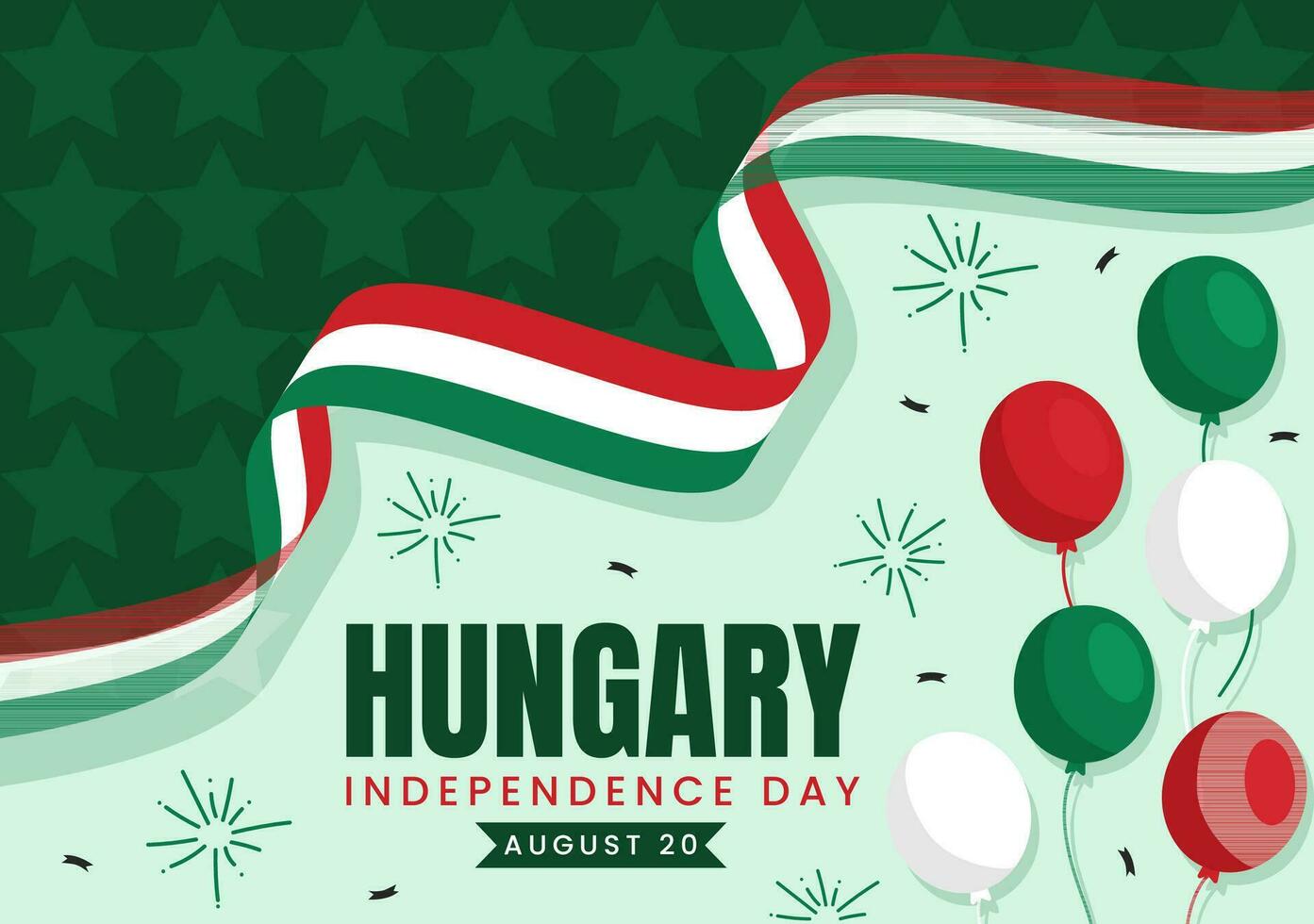 Happy Hungary Independence Day Vector Illustration with Hungarian Waving Flag Background in National Holiday Flat Cartoon Hand Drawn Templates