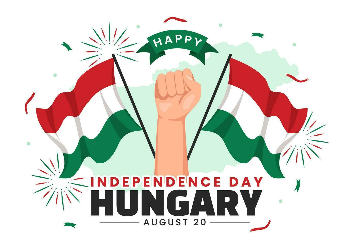 Happy Hungary Independence Day Vector Illustration with Hungarian Waving Flag Background in National Holiday Flat Cartoon Hand Drawn Templates