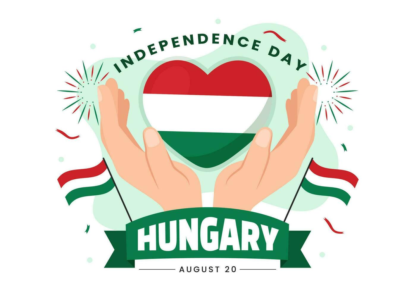 Happy Hungary Independence Day Vector Illustration with Hungarian Waving Flag Background in National Holiday Flat Cartoon Hand Drawn Templates