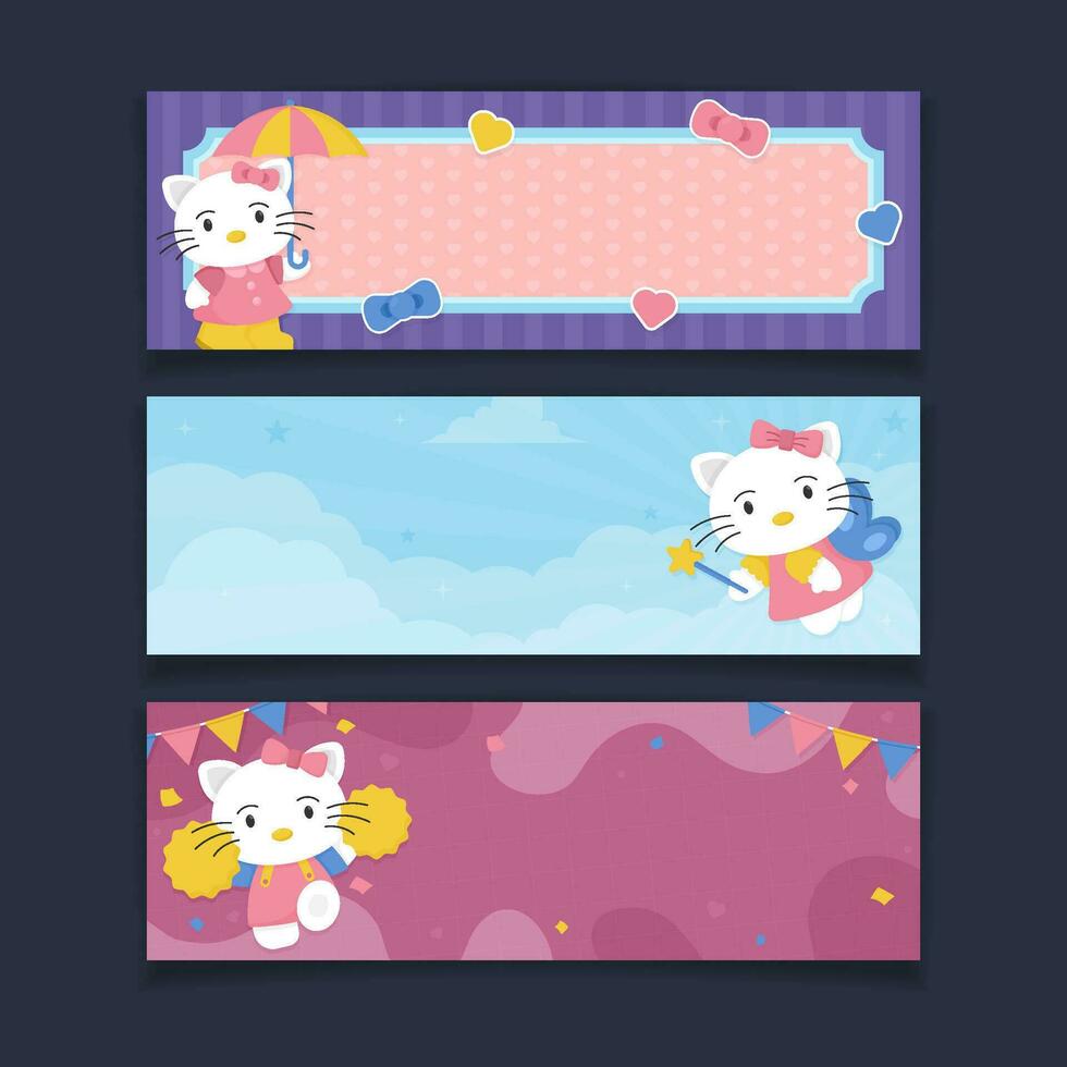 Cute Kitten Banner Template Set vector
