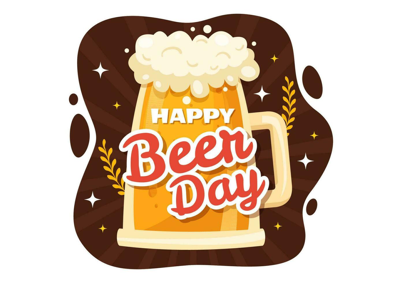 International Beer Day Vector Illustration with Cheers Beers Celebration in Flat Cartoon Hand Drawn Landing Page background Templates