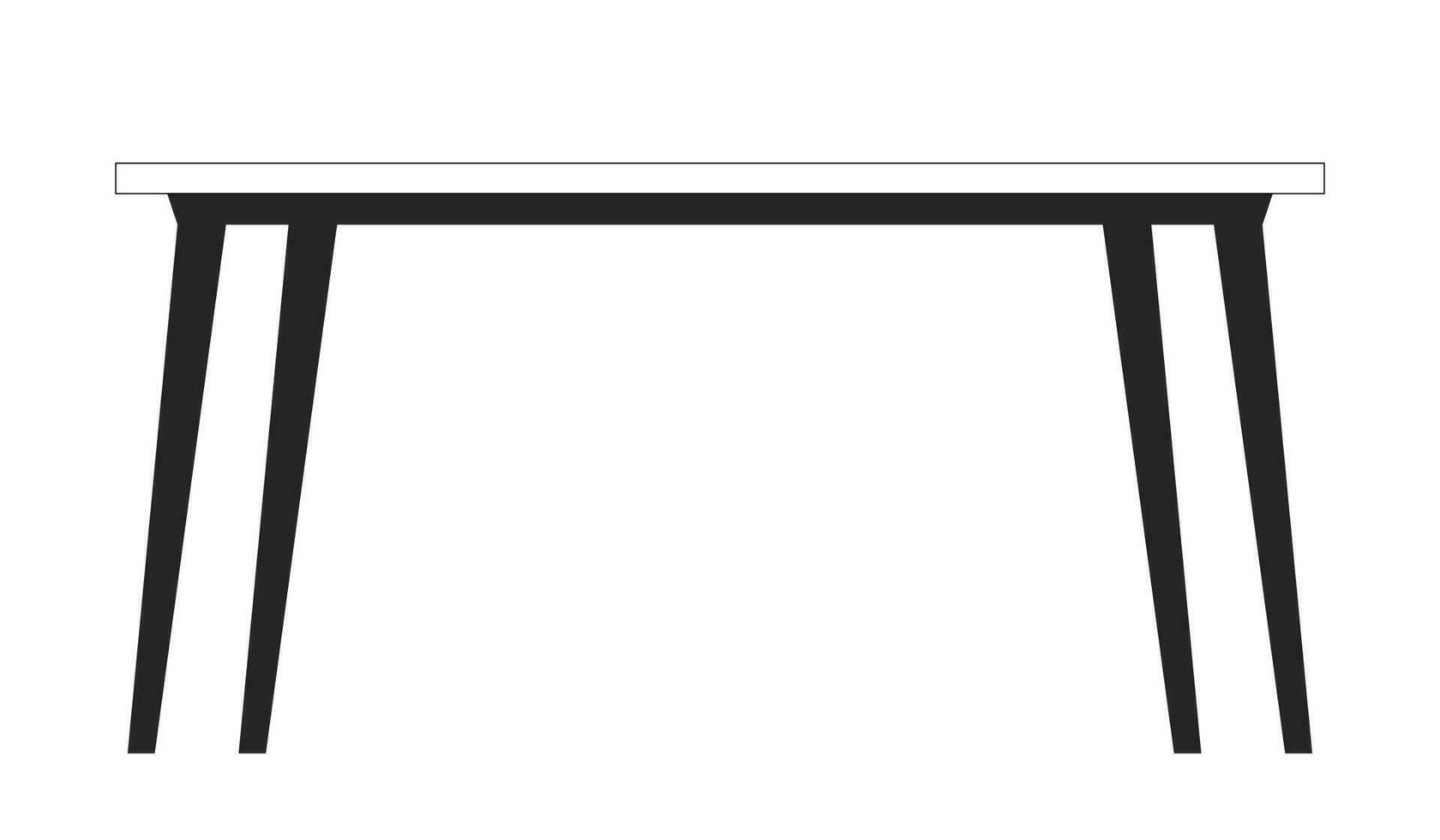 Contemporary table flat monochrome isolated vector object. Minimalist furniture. Empty desk. Editable black and white line art drawing. Simple outline spot illustration for web graphic design