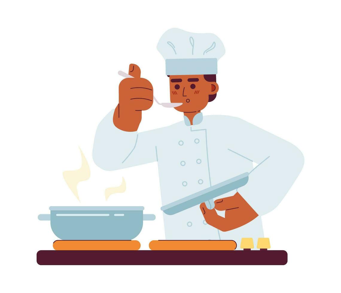 masculino cocinero semi plano vistoso vector personaje. editable medio cuerpo caucásico Cocinando persona en blanco. sencillo dibujos animados Mancha ilustración para web gráfico diseño