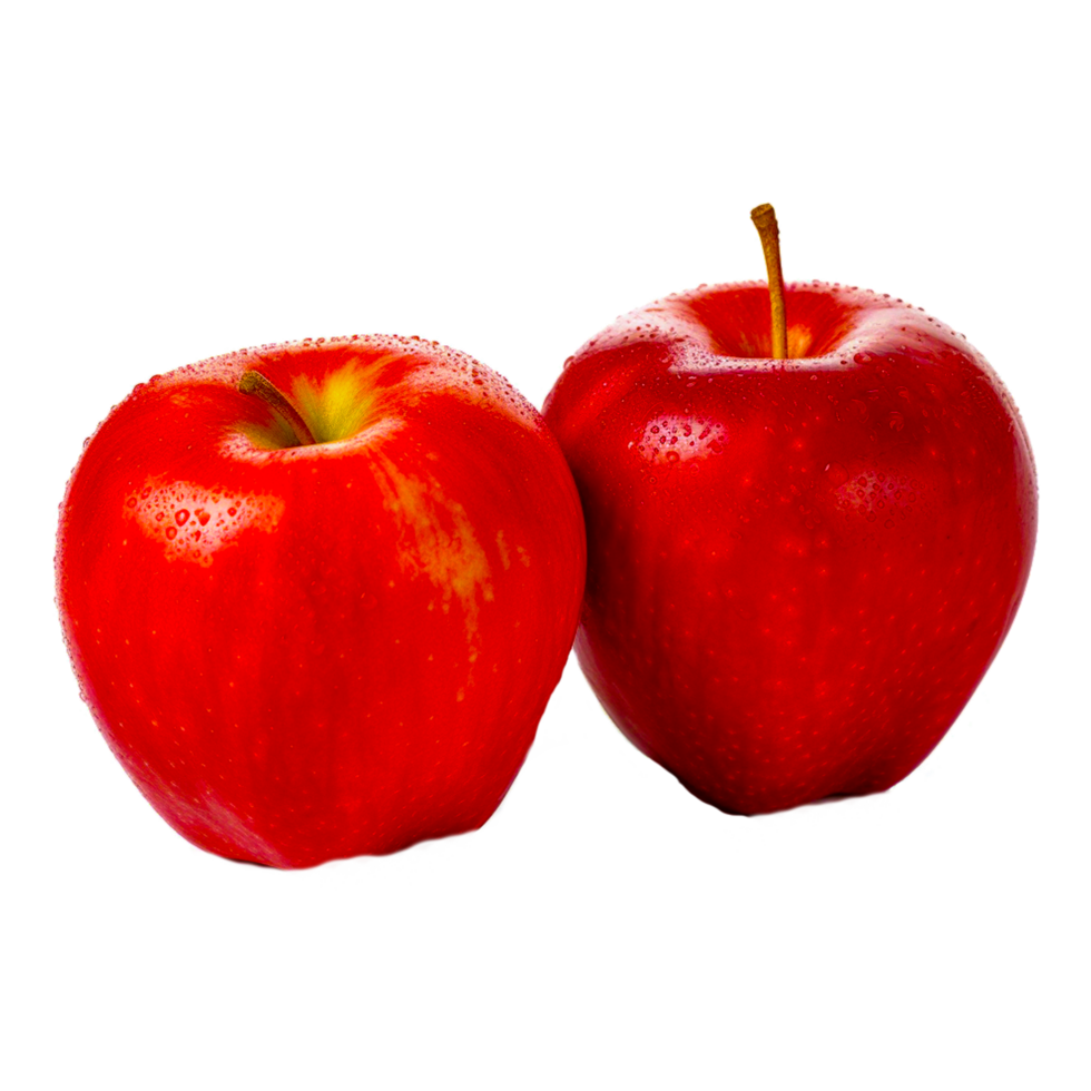 manzana, dos rojo maduro manzanas, natural alimentos, alimento, Fruta png generativo ai