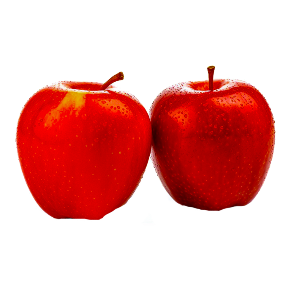 manzana, dos rojo maduro manzanas, natural alimentos, alimento, Fruta png generativo ai