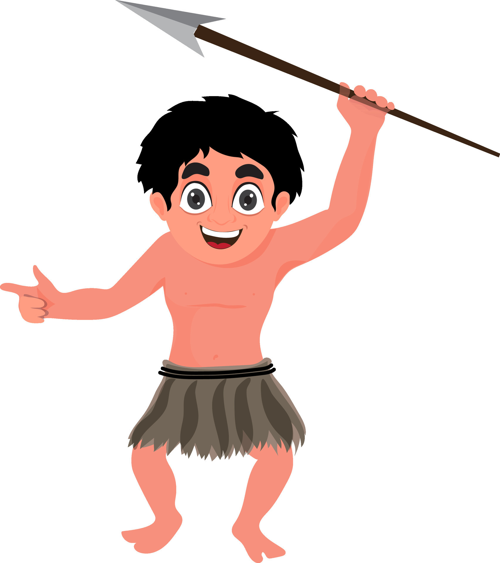 Happy caveman with spear. 25325534 Vector Art at Vecteezy