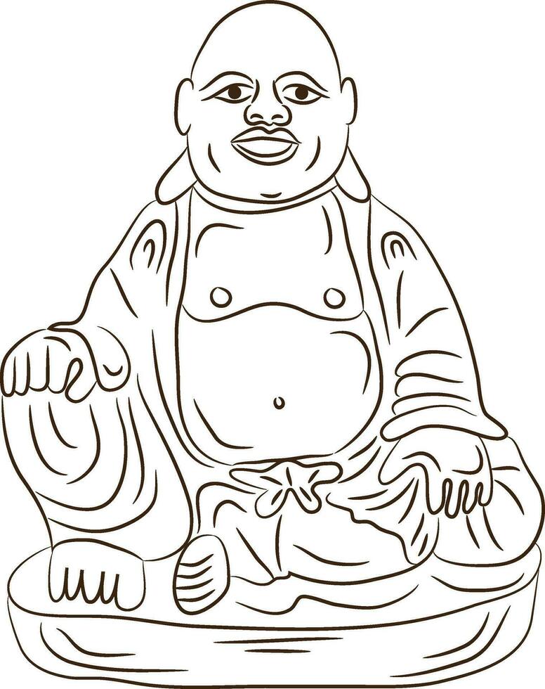 sentado riendo Buda. línea Arte ilustración. vector