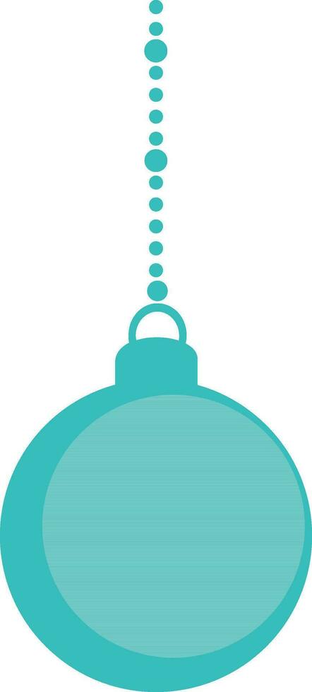 Flat sky blue color hanging Christmas ball. vector