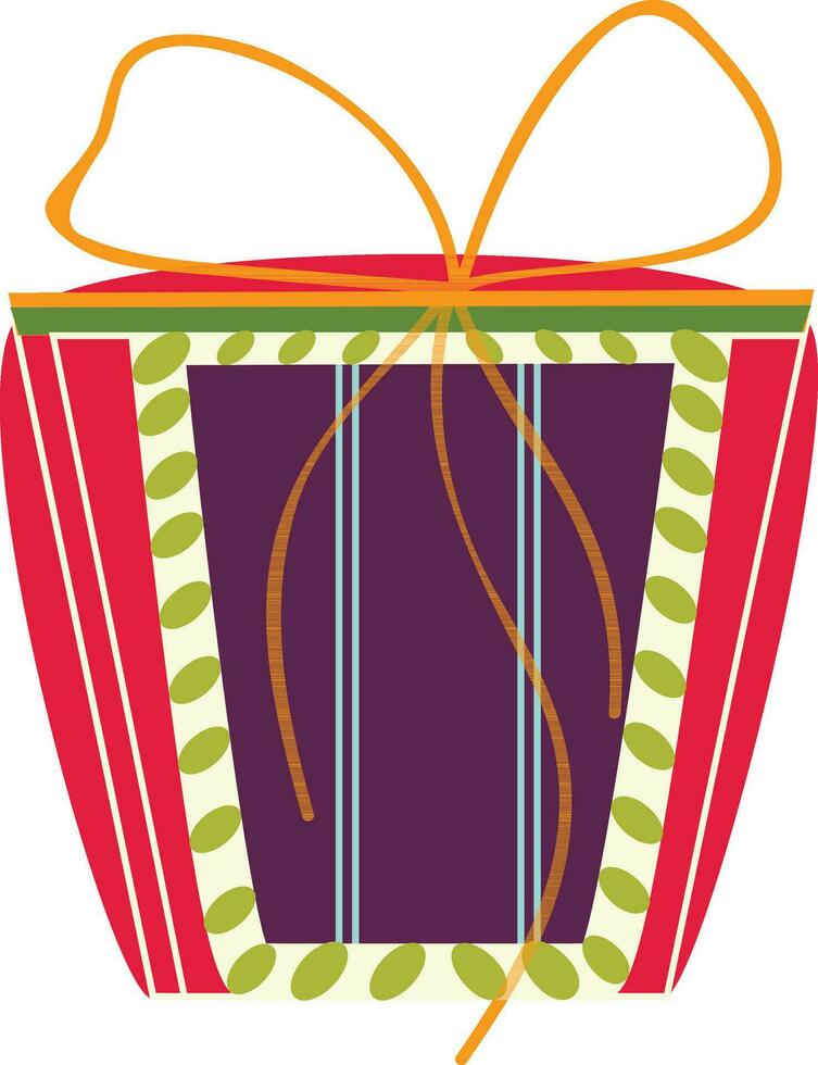 Decorated gift box with ribbon. vector