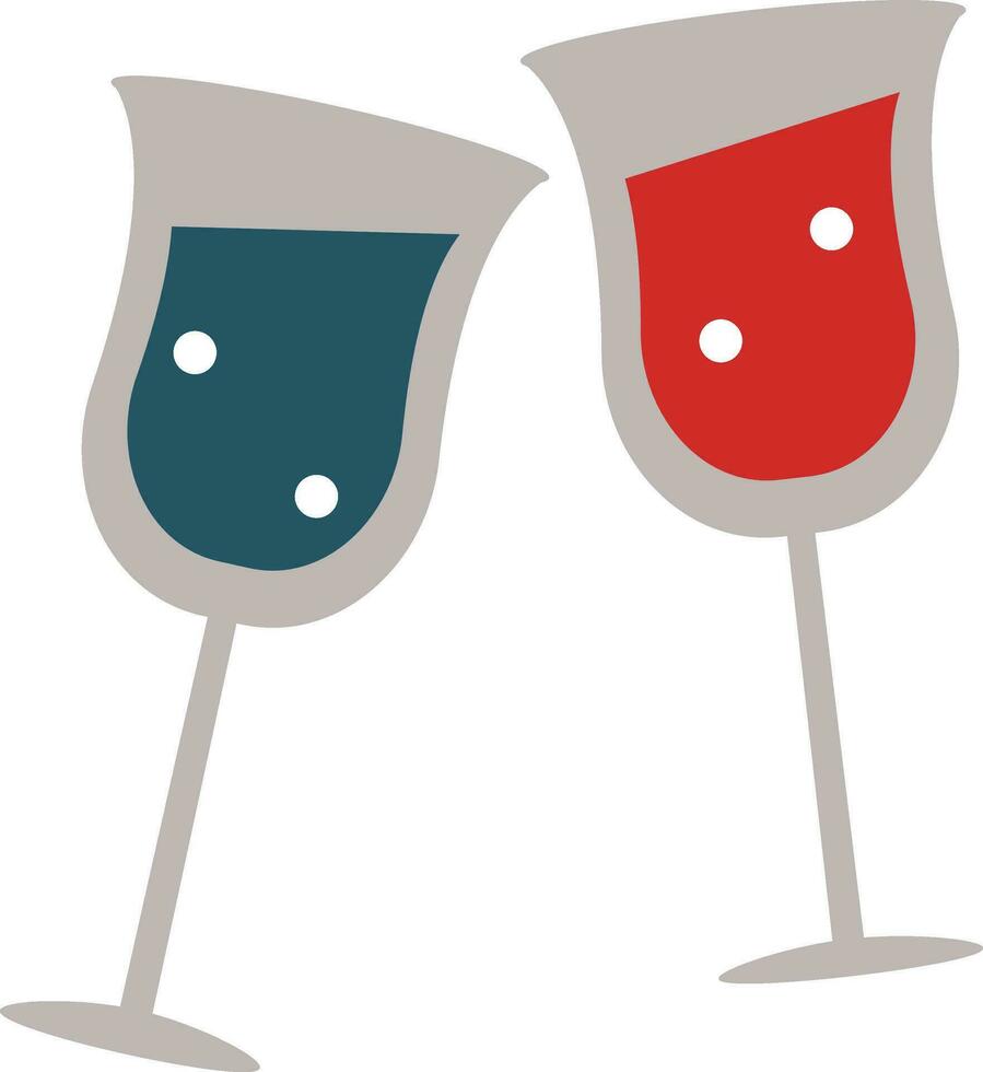 Two glass red and blue liquid. vector