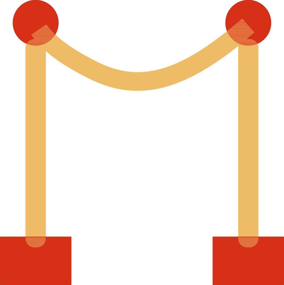 Yellow and red icon of barricade in flat style. vector
