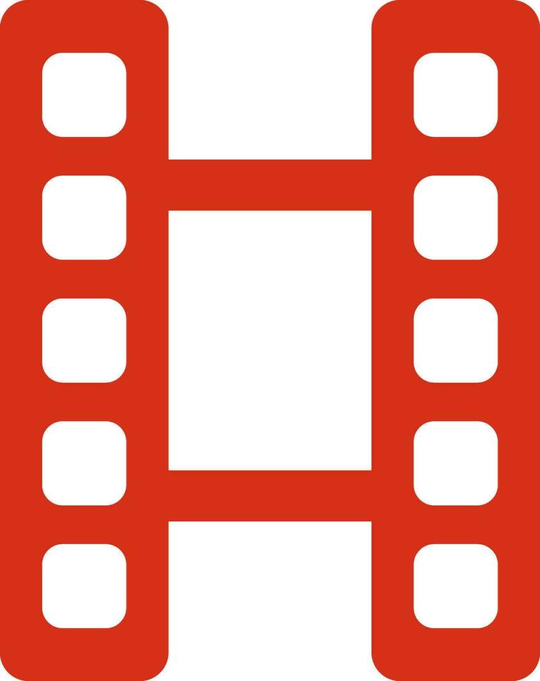 Red Film strip icon in flat style. vector