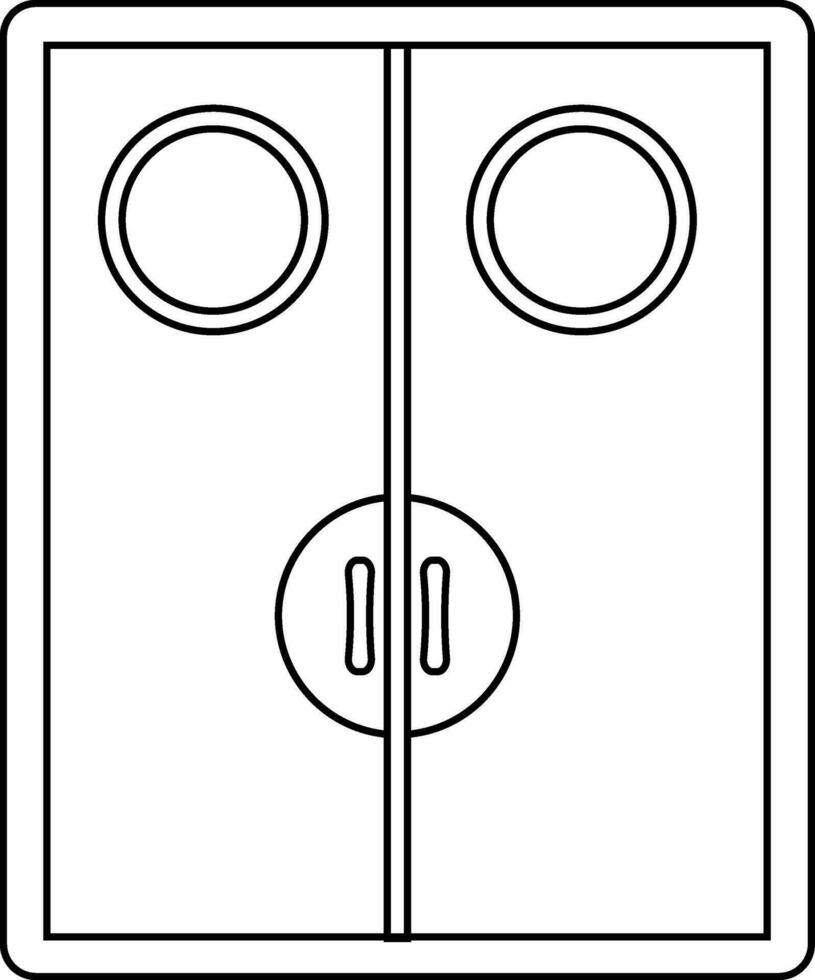 Stroke style of cinema hall gate in icon for entry. vector