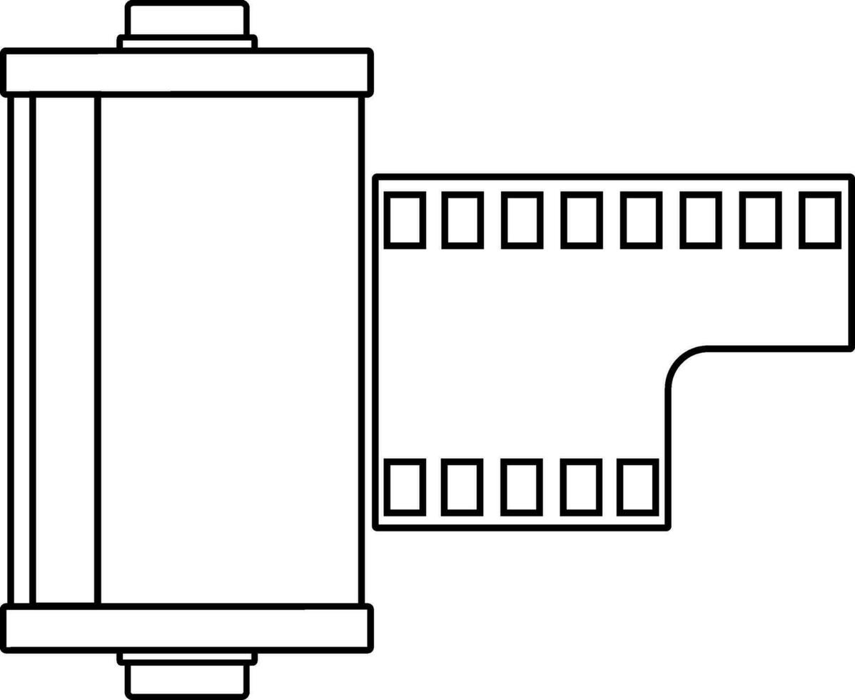 Illustration of camera film roll icon in stroke. vector