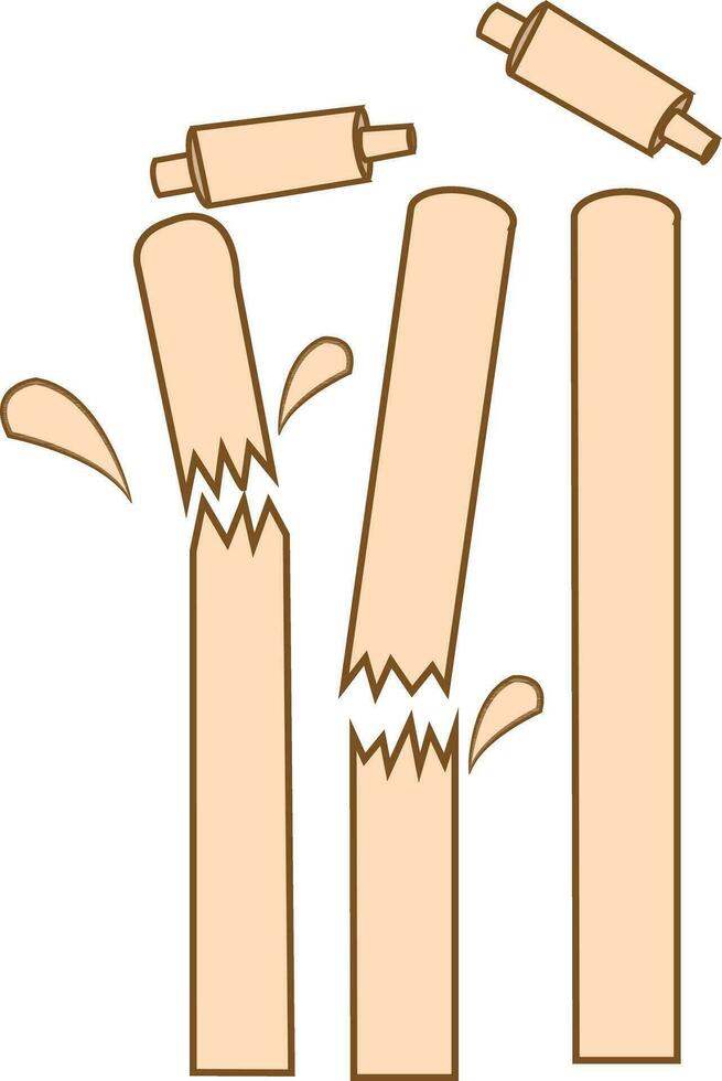 Illustration of broken cricket stumps. vector