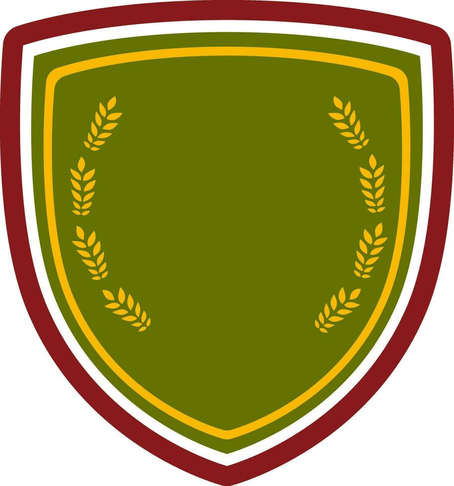 Winning shield in maroon, white and green colors. vector