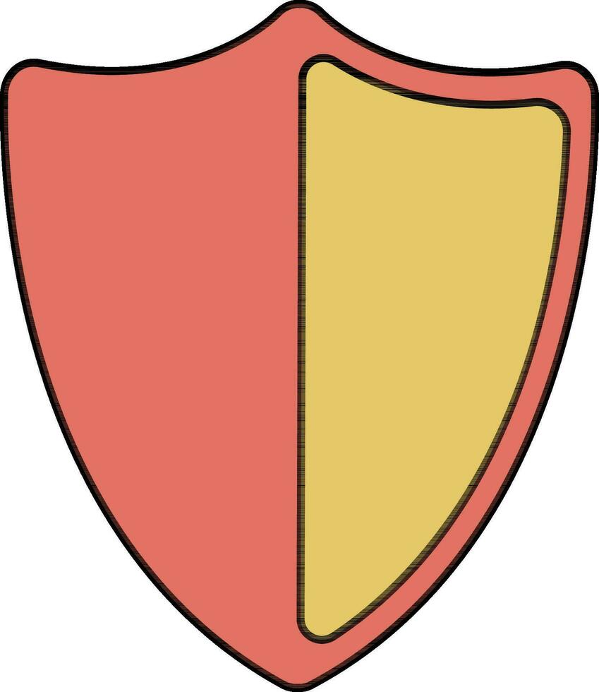 Icon of shield in yellow and orange color. vector