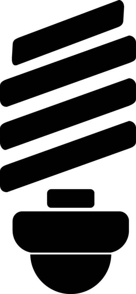 Flat Black and white icon of CFL lightbulb for Energy Conservation. vector