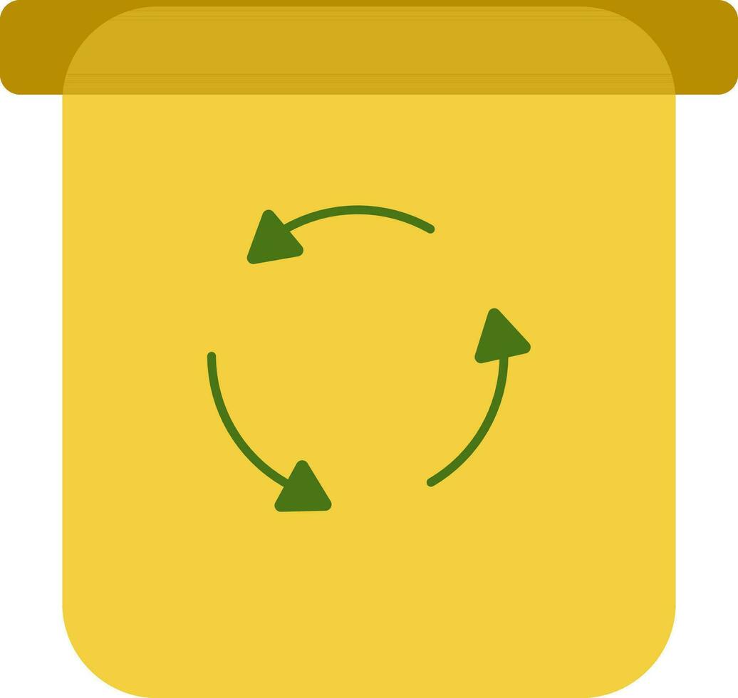Trash bin icon for recycling concept in yellow color. vector