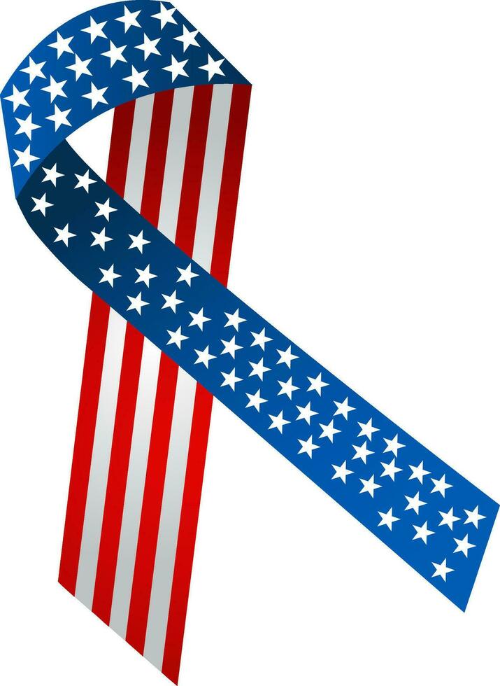Awareness ribbon in American Flag pattern. vector