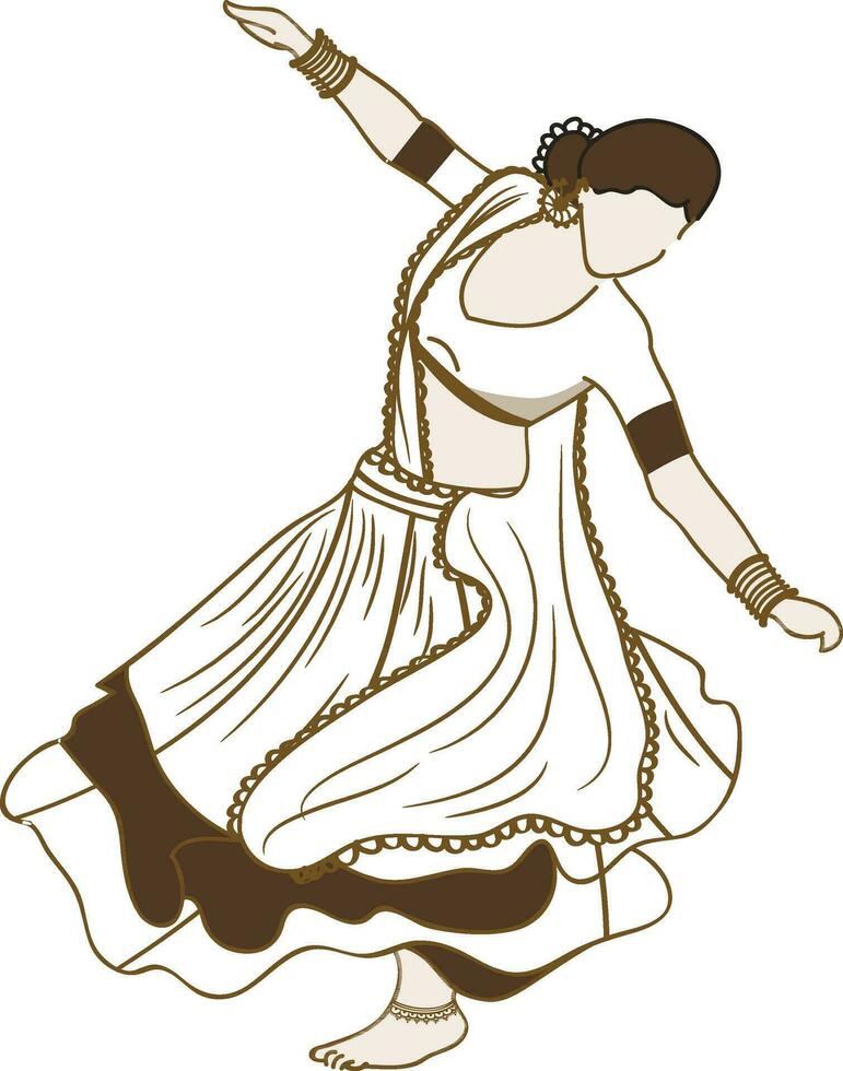 personaje de joven mujer en bailando pose. vector