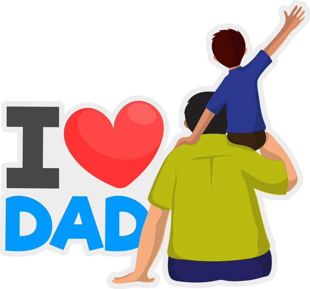 Greeting card design and text I love Dad made by paper art. vector