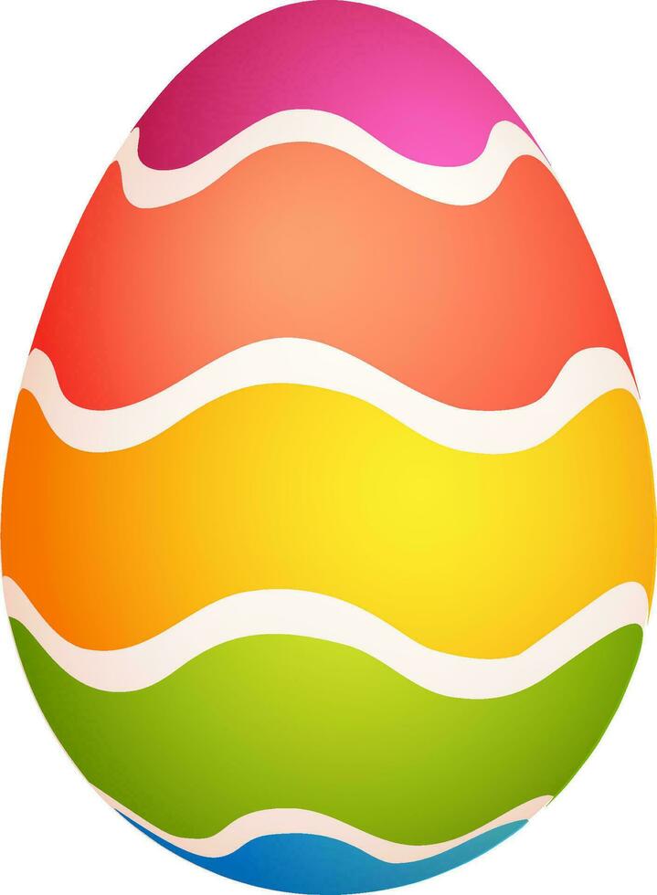 Waves decorated glossy colorful easter egg. vector