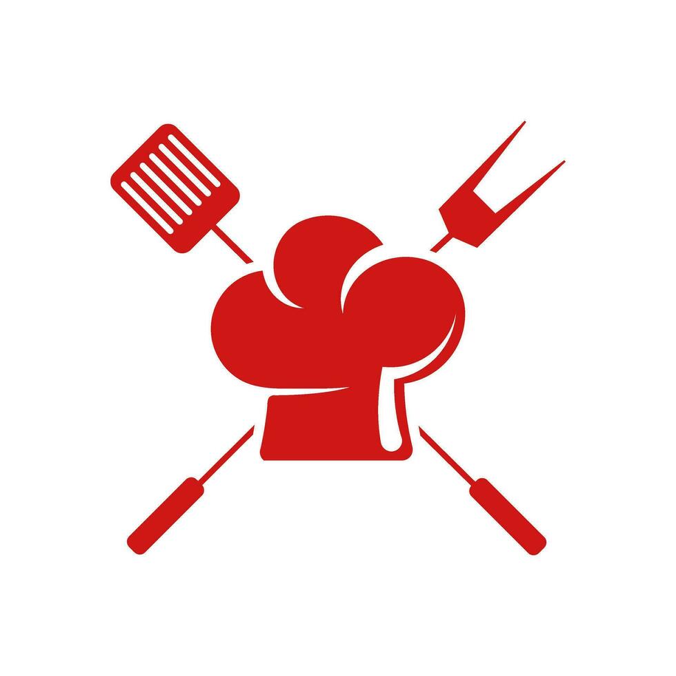 rojo Cocinando cucharas con cocinero sombrero. vector