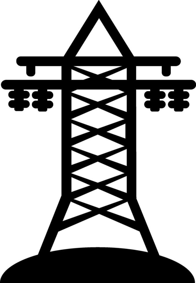 aislado negro eléctrico torre en blanco antecedentes. vector