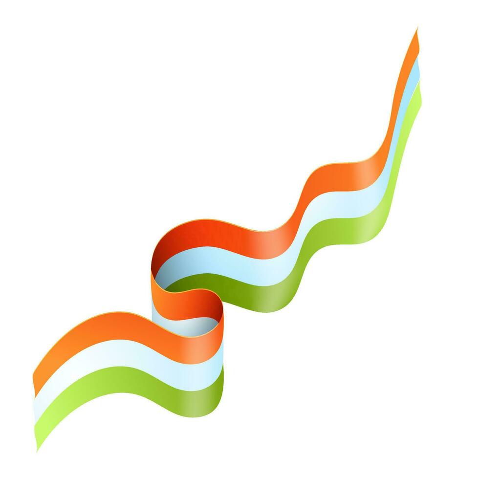 Waving glossy indian tri colors ribbon. vector