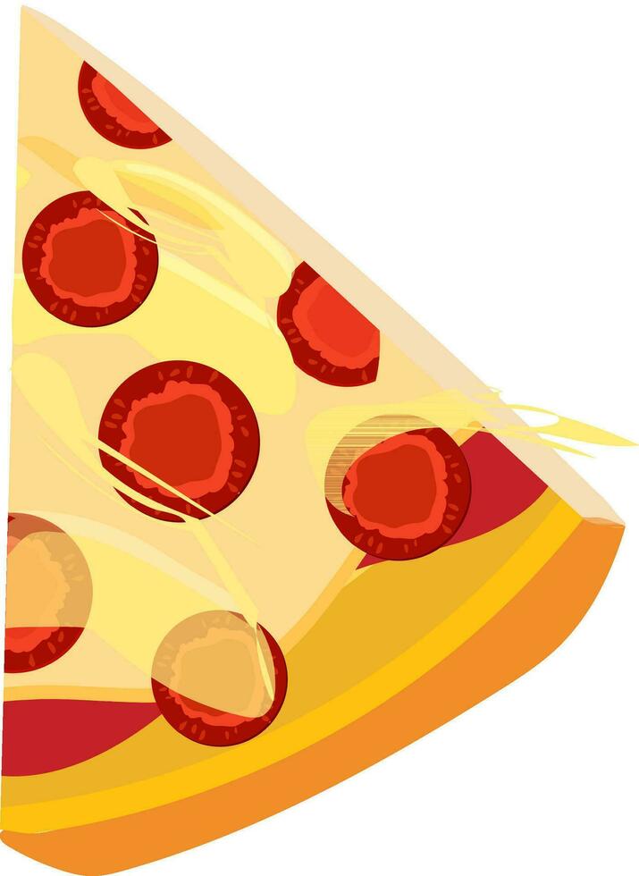 Isolated slice of pizza on white background. vector