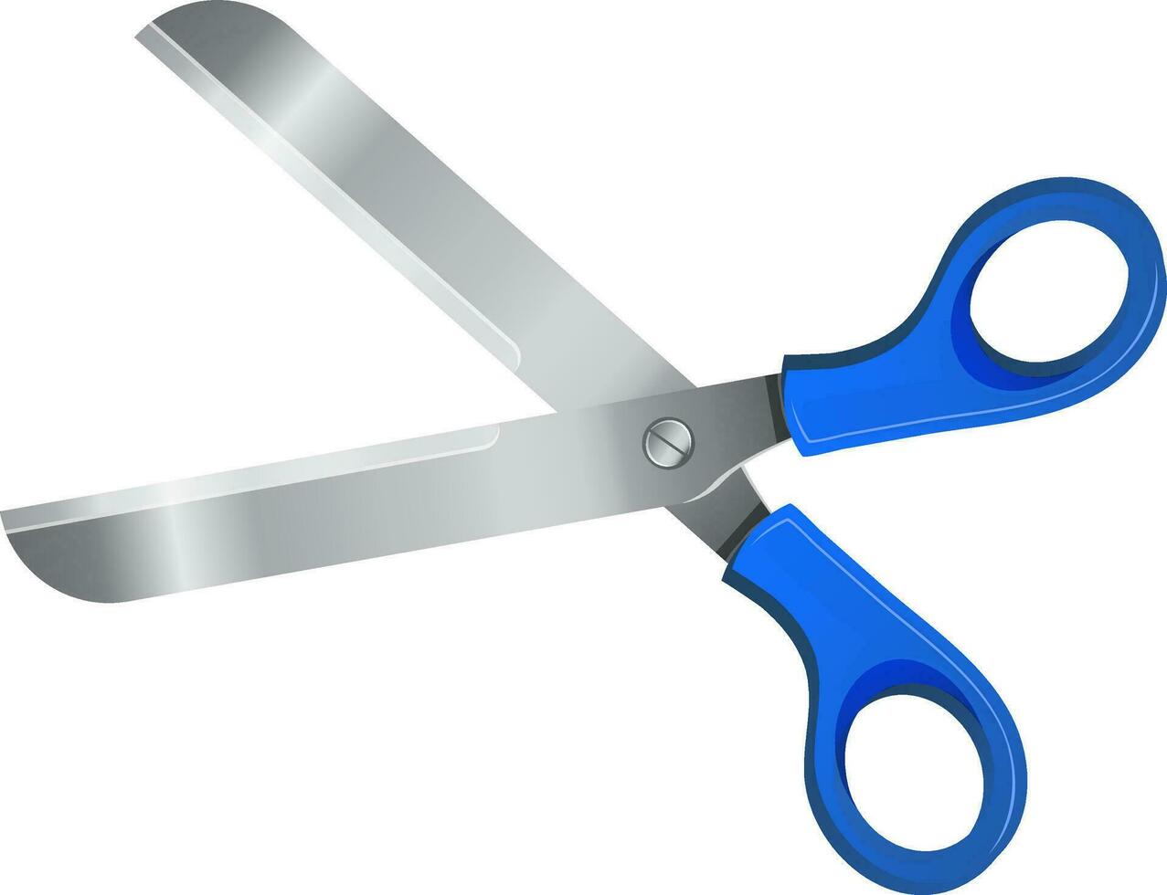 Glossy grey and blue scissor on white background. vector