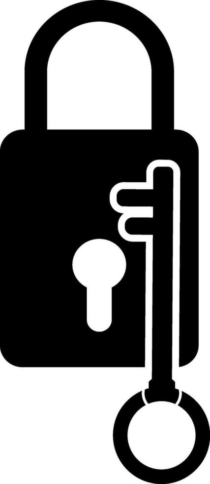 Lock with key in black and white color. vector