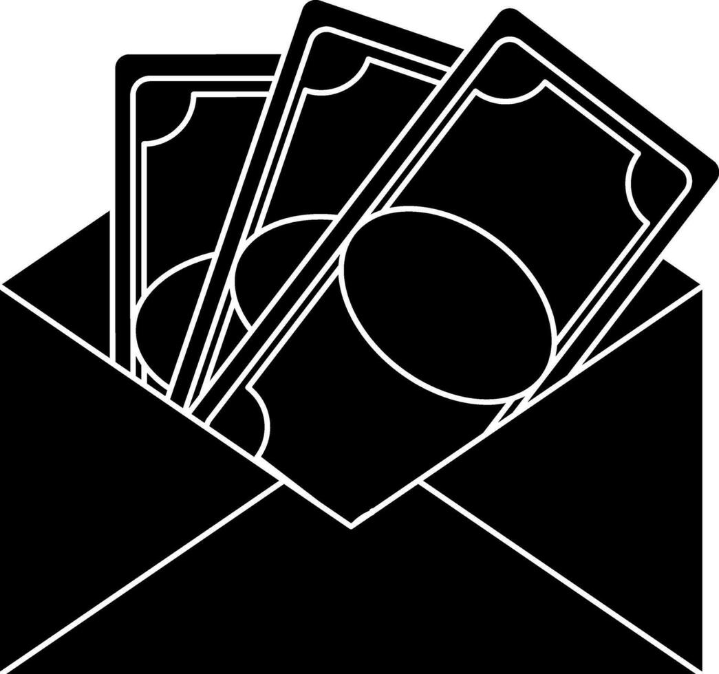 Black and White money in envelope. vector