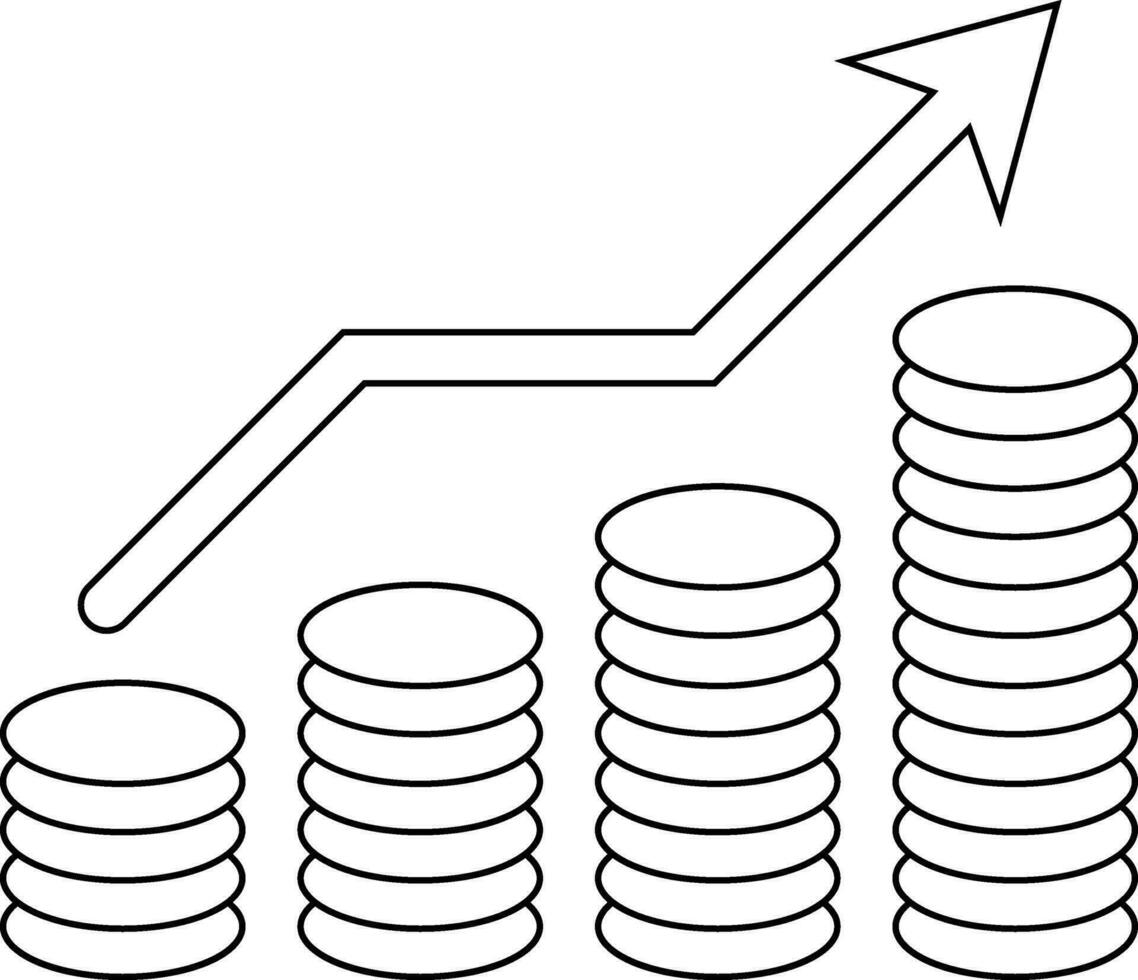 Coin with profit arrow sign. vector