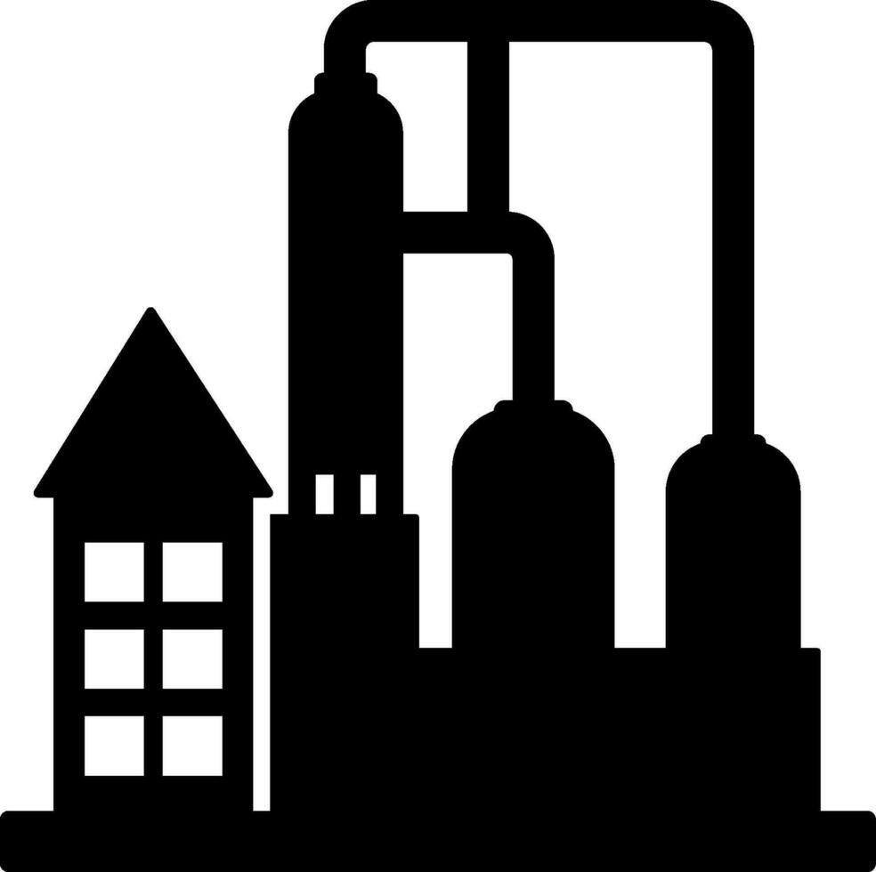 Flat icon or symbol of Oil processing plant. vector