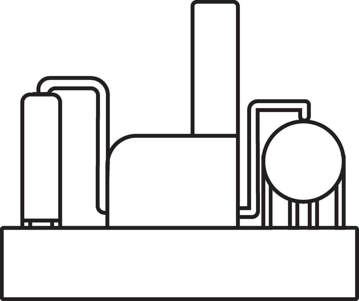 Line art illustration of Oil Refinery icon. vector