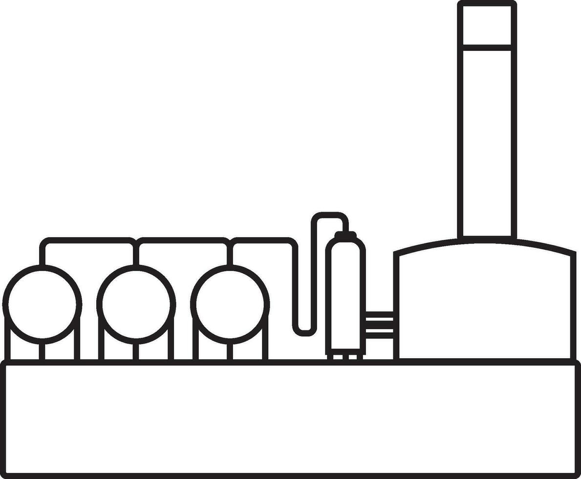 Thin line pictogram of oil refinery machine. vector