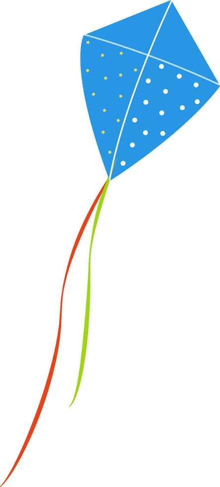 White dots decorated flying kite. vector