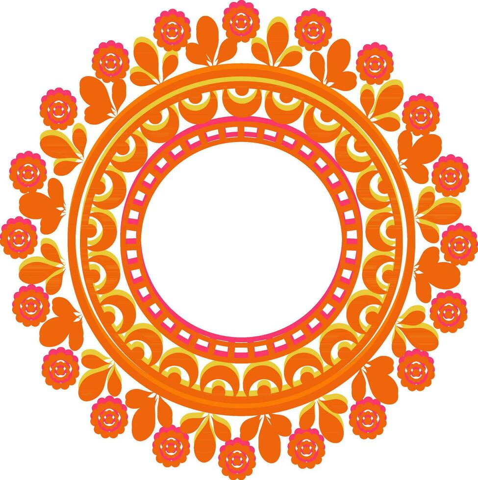 Orange floral mandala design. vector