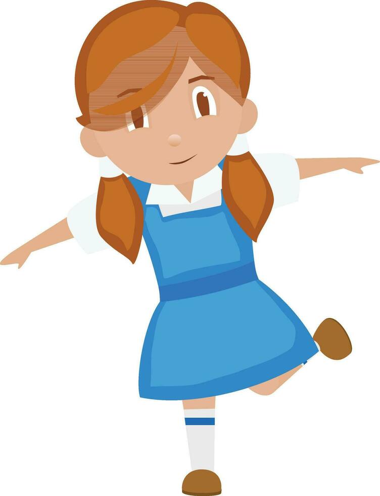 Character of a girl wearing school uniform. vector