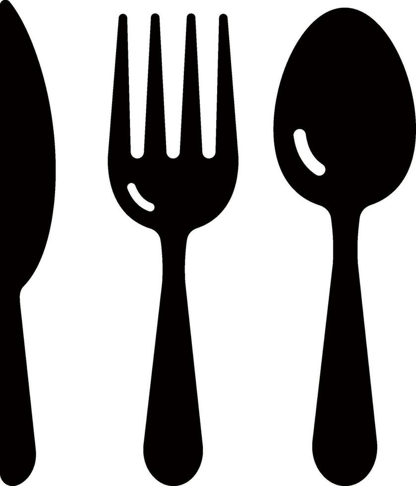 Cutlery Set with Knife, Fork and Spoon. vector