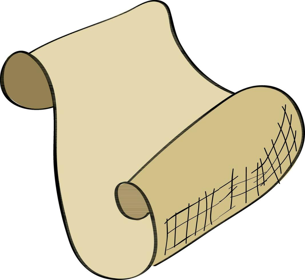 Doodle icon of folded vintage scroll paper. vector