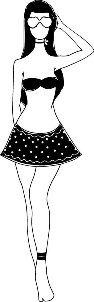 negro y blanco ilustración de retro muchacha. vector