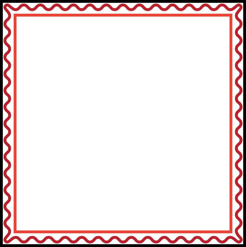 White background with red wavy border. vector
