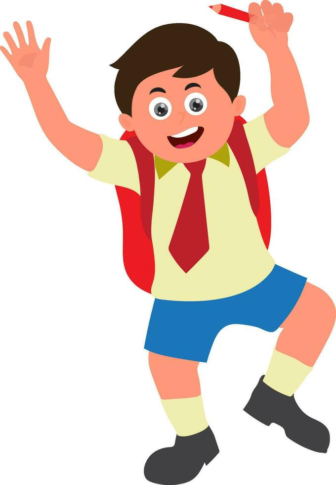 Cartoon character of boy with pencil. vector